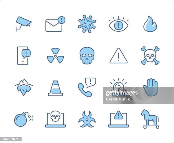 ilustraciones, imágenes clip art, dibujos animados e iconos de stock de conjunto de iconos de peligro. peso de trazo editable. iconos dicromáticos perfectos para píxeles. - botón-de-abrir-o-cerrar