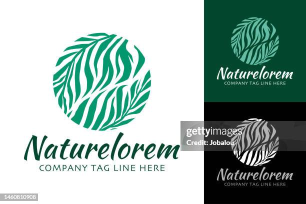 nature leaves in a circle resort spa and tropical emblem - dark green forest background stock illustrations