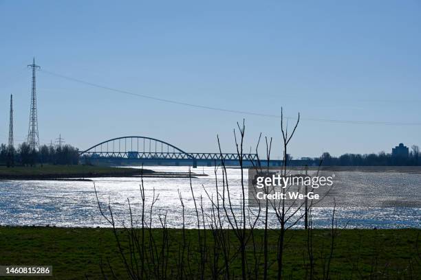 the hammer railroad bridge between düsseldorf and neuss - man made structure stock pictures, royalty-free photos & images