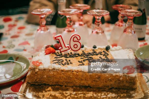 candles with 16  number on birthday cake - birthday candle on black stock pictures, royalty-free photos & images