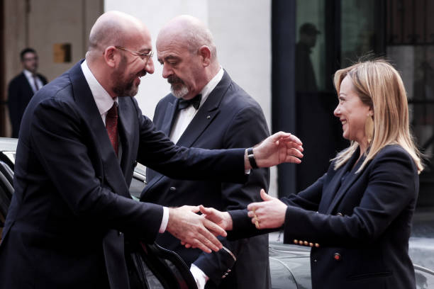 ITA: Prime Minister Of Italy Giorgia Meloni Hosts European Council President Charles Michel