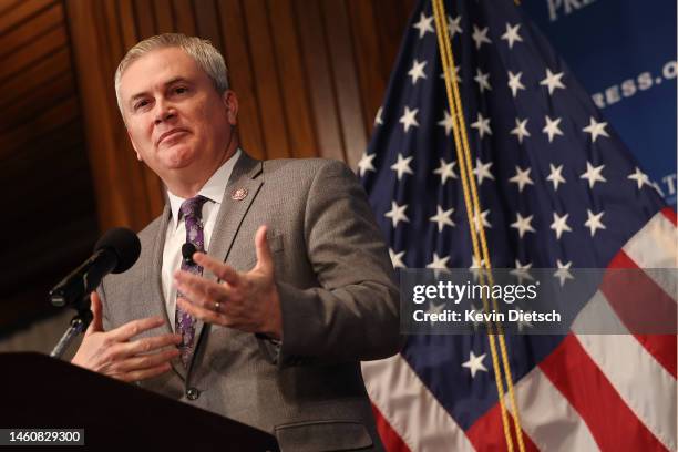 Rep. James Comer , Chairman of the House Oversight and Accountability Committee, speaks at a media event at the National Press Club on January 30,...