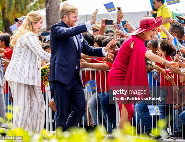 King Willem-Alexander of The Netherlands, Queen Maxima of The Netherlands and Princess Amalia of The Netherlands during the official welcome ceremony...