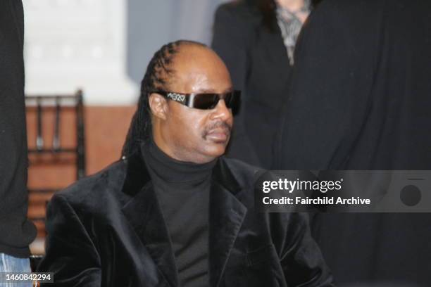 Stevie Wonder attends wife Kai Milla's fall 2006 runway show at the New Yorker Hotel Grand Ballroom.