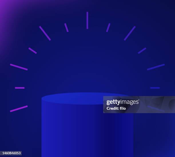 blue pedestal display showcase background - model blue background stock illustrations
