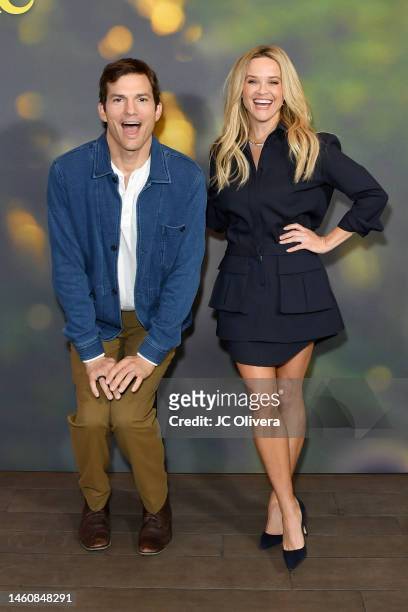 Ashton Kutcher and Reese Witherspoon attend the Photocall for Netflix's "Your Place Or Mine" at Four Seasons Hotel Los Angeles at Beverly Hills on...