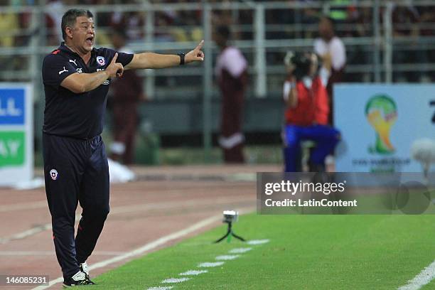 Claudio Borghi Chilean coach in action during the match between Venezuela and Chile as part of the sixth round of the South American qualifiers for...