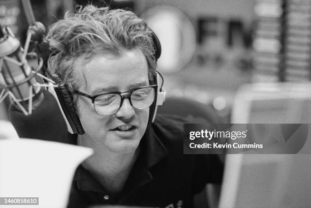 Radio DJ, Chris Evans, host of the flagship Radio 1 Breakfast Show, at Broadcasting House, London, August 1995.