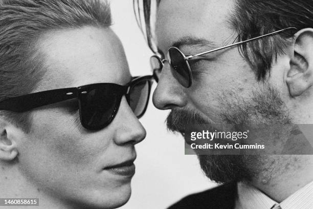 Annie Lennox and Dave Stewart of British pop duo Eurythmics, 3rd March 1983.