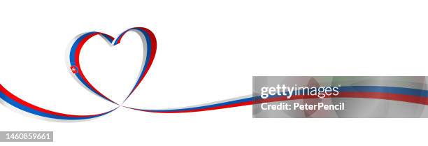 slovakia - long ribbon heart flag banner. slovakian heart shaped flag. stock vector illustration - all european flags stock illustrations