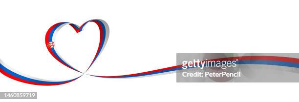 serbia - long ribbon heart flag banner. serbian heart shaped flag. stock vector illustration - serbian flag stock illustrations