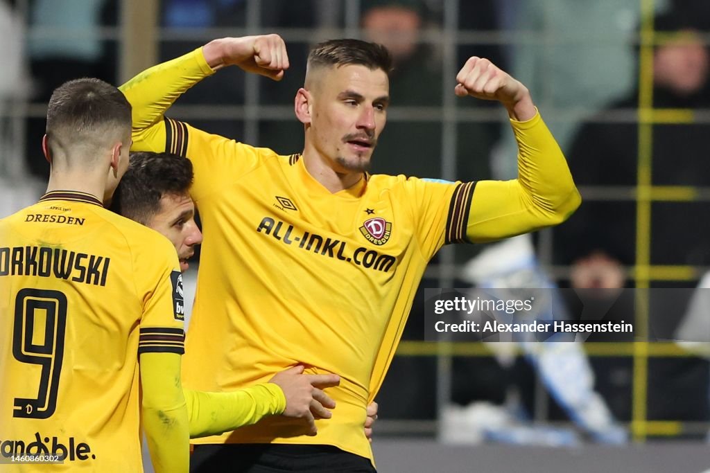 Stefan Kutschke of Dresden celebrates scoring the first team News Photo  - Getty Images