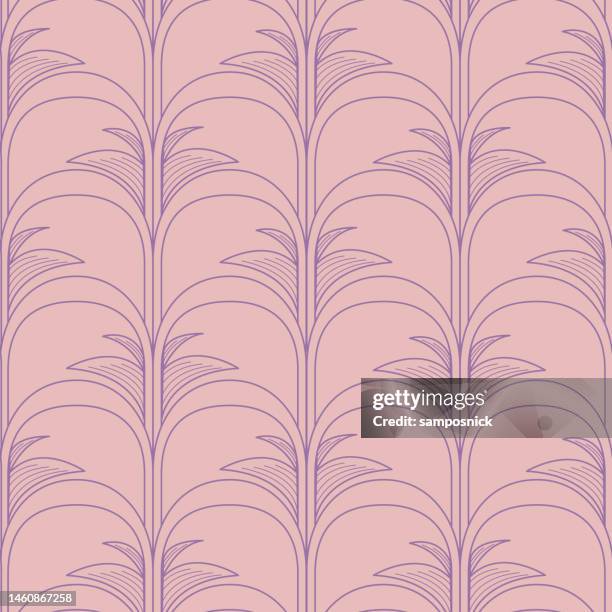 arched palm modern art deco hollywood regency seamless pattern - 1920 background stock illustrations