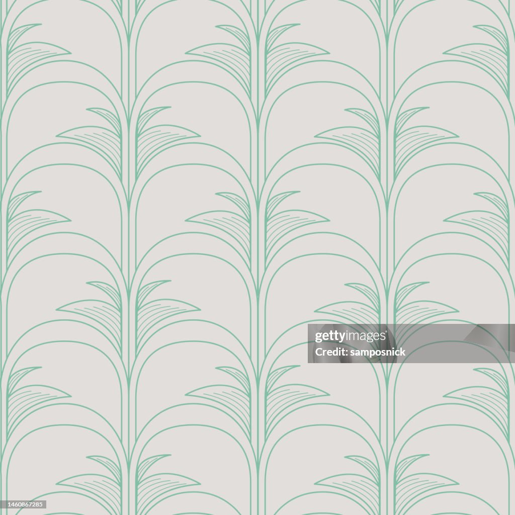 Arched Palm Modern Art Deco Hollywood Regency Seamless Pattern