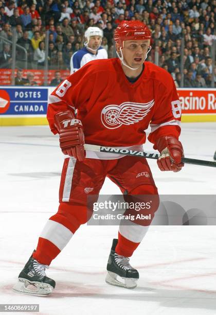 Igor Larionov of the Detroit Red Wings skates against the Toronto Maple Leafs during NHL game action on November 16, 2002 at Air Canada Centre in...