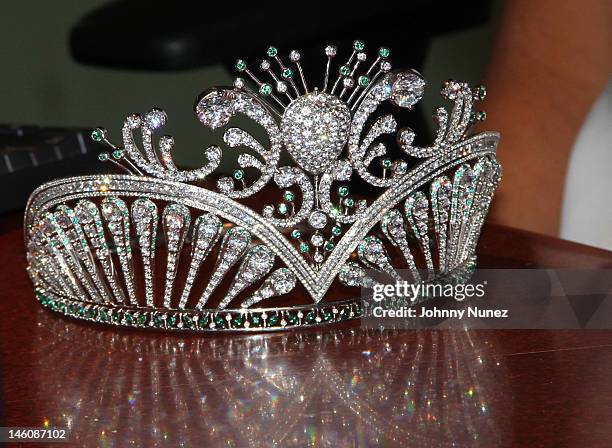 General view of the crown of Miss USA Olivia Culpo at "The Whoolywood Shuffle" at SiriusXM Studio on June 7, 2012 in New York City.