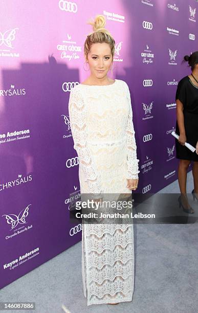 Actress Ashley Tisdale arrives at the 11th Annual Chrysalis Butterfly Ball held at a private residence on June 9, 2012 in Los Angeles, California.