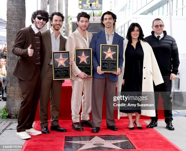 Kevin Jonas, Nick Jonas, and Joe Jonas of The Jonas Brothers, and Frankie Jonas, Denise Miller-Jonas, and Paul Kevin Jonas Sr. Attend The Hollywood...