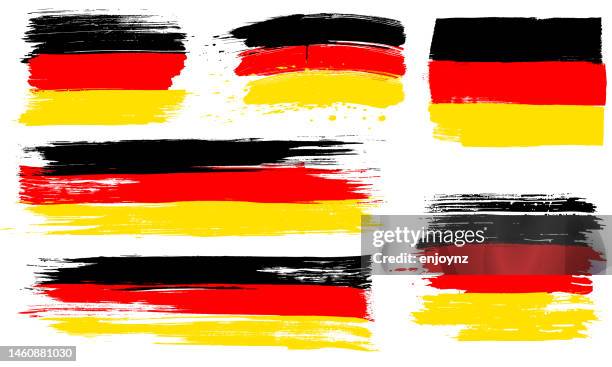 grunge deutschland flagge farbspuren - deutsche flagge stock-grafiken, -clipart, -cartoons und -symbole