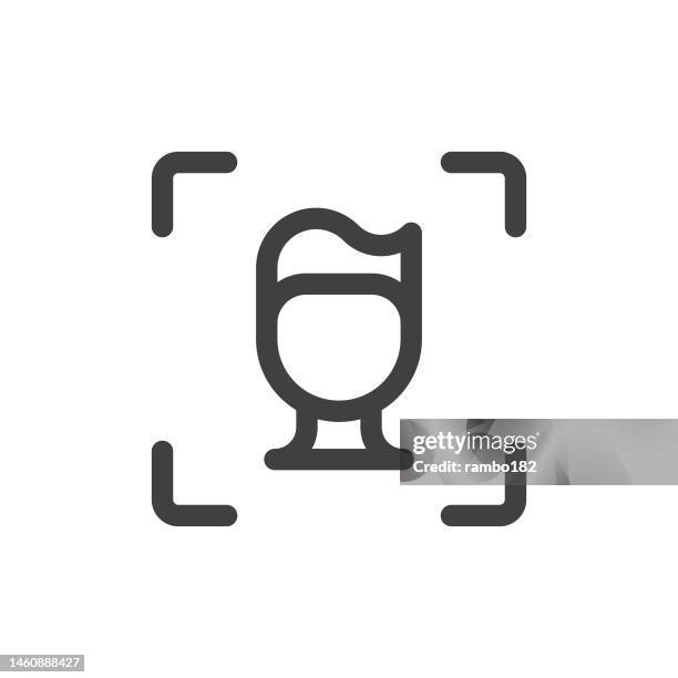artificial intelligence, facial recognition software line vector icon on white background. editable stroke. pixel perfect. for mobile and web. outline vector graphics. - facial recognition airport stock illustrations