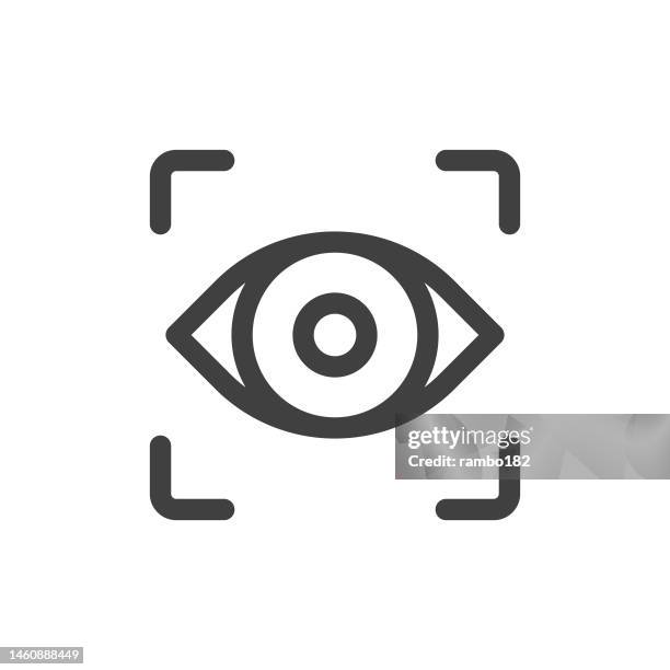 illustrazioni stock, clip art, cartoni animati e icone di tendenza di intelligenza artificiale, icona del vettore della linea di visione artificiale su sfondo bianco. tratto modificabile. pixel perfetto. per mobile e web. contorno grafica vettoriale. - spia