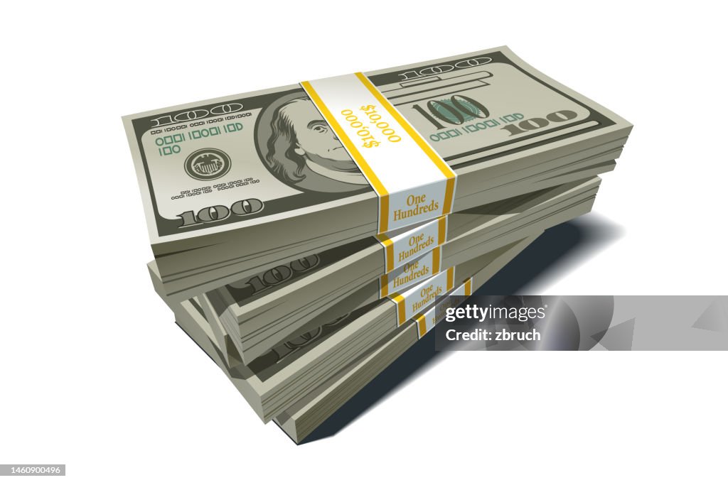 US Dollar bills bundles stack