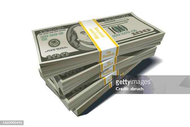 us dollar bills bundles stack - bundle stock illustrations