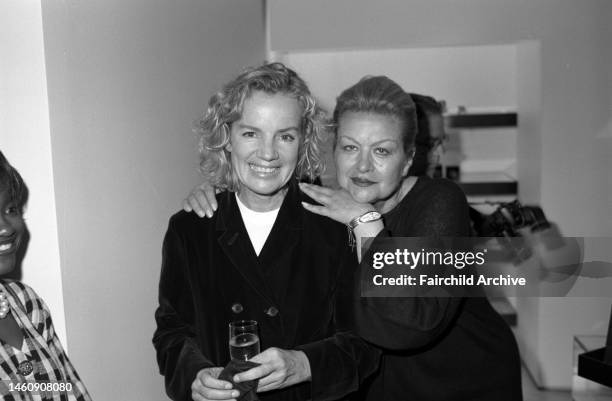 Fashion designer Jil Sander with Joan Weinstein, the owner of the Jil Sander boutique in Chicago at the opening