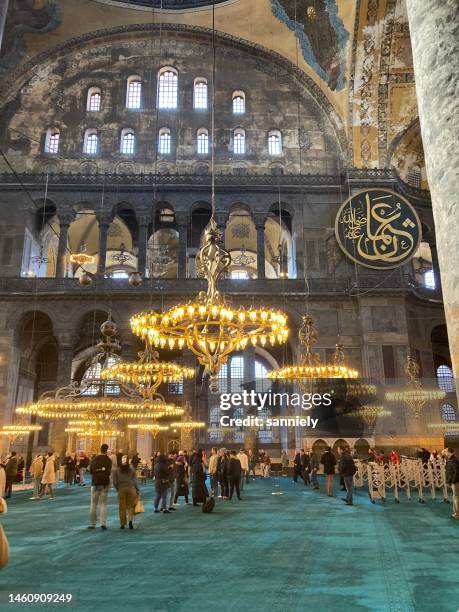 turkey - istanbul - hagia sophia mosque - mosque inside stock pictures, royalty-free photos & images