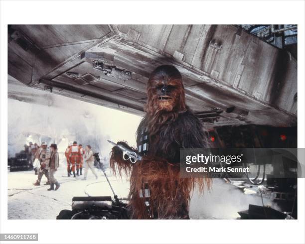 Actor Peter Mayhew poses for a portrait as Chewbacca on the set of Star Wars: The Empire Strikes Back in 1979 in London, United Kingdom