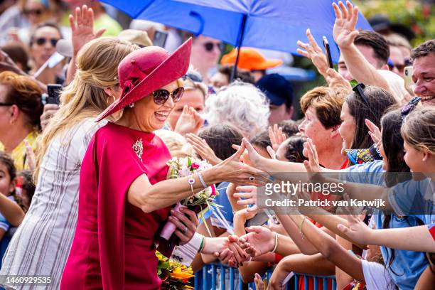 Queen Maxima of The Netherlands and Princess Amalia of The Netherlands at the official welcome ceremony on the boulevard during the Dutch Royal...