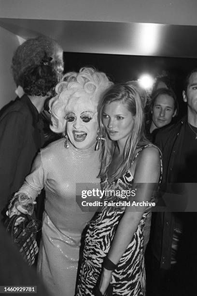 Kate Moss poses with Brenda A-go-go at the after-party for the Versus fashion show at Twilo, a new Chelsea night spot that was the former home of...