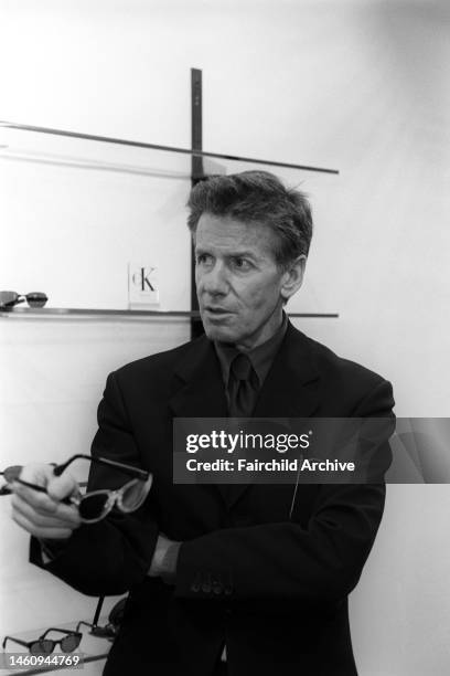 Fashion designer Calvin Klein with a pair of sunglasses from his new CK Calvin Klein collection.