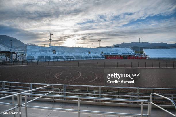 empty rodeo arena - sports field fence stock pictures, royalty-free photos & images