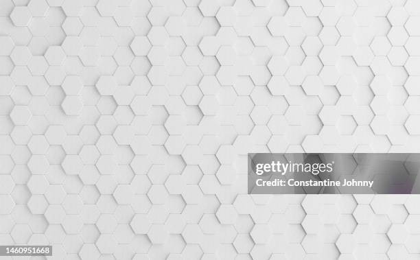 white background with hexagonal shapes pattern - alvéoles photos et images de collection