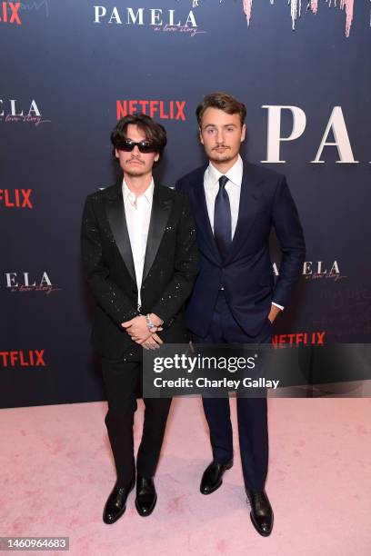 Dylan Jagger Lee and Brandon Thomas Lee attend Netflix's 'Pamela, a love story' Los Angeles Premiere at Netflix Tudum Theater on January 30, 2023 in...