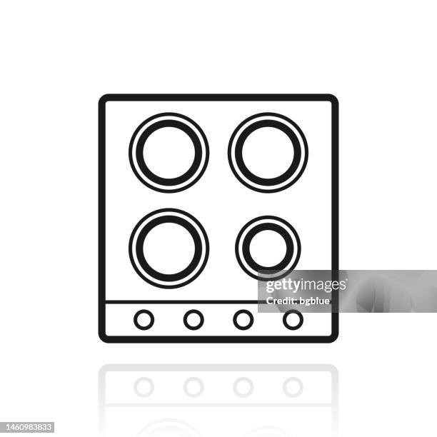 electric stove - top view. icon with reflection on white background - burner stove top 幅插畫檔、美工圖案、卡通及圖標