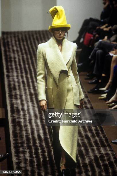 Model on the runway of the Fendi by Karl Lagerfeld fall 1997 ready to wear collection on March 8, 1997 in Milan, Italy. Article title: 'Milan's Long...