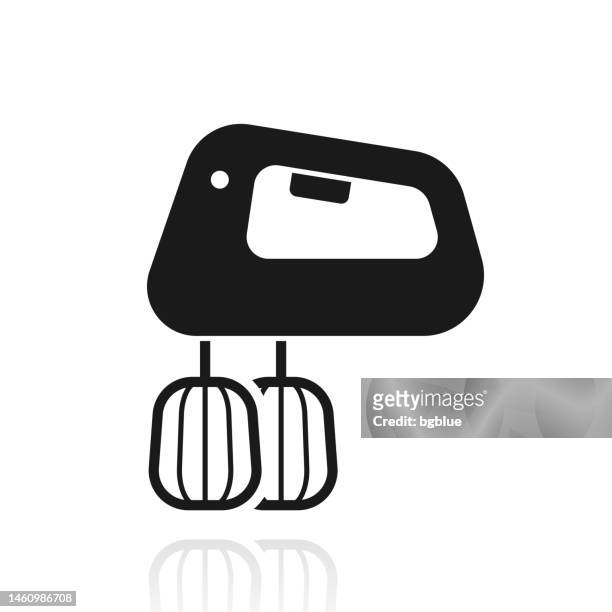 hand mixer. icon with reflection on white background - egg beater stock illustrations