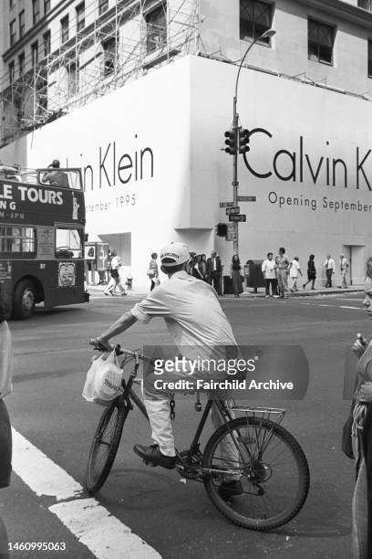 Exterior of the new Calvin Klein flagship store on 654 Madison Avenue, on the northeast corner of 60th street on August 29, 1995 in New York, set to...