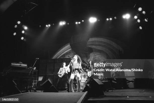 Ritchie Blackmore performs on stage with Rainbow, Hammersmith Odeon, London, September 1976.