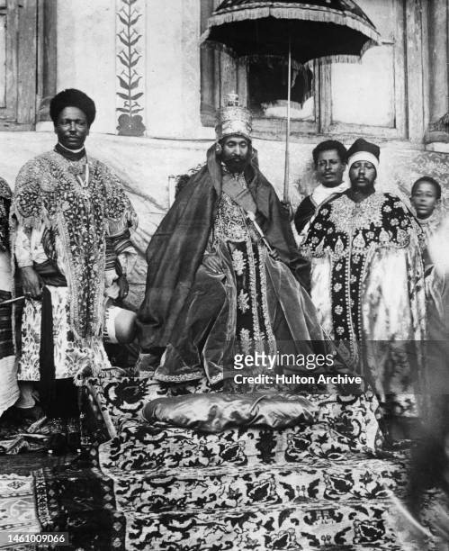 Haile Selassie I, also known as Ras Tafari, in ceremonial robes and crown after his coronation as Emperor of Ethiopia, Addis Ababa, Ethiopia, January...