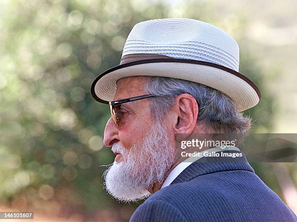 August 2002. Hankey, South African professor, Phillip Tobias attending a funeral service for Saartjie Baartman, a Khoisan woman who lived in England...