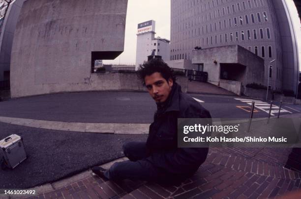 Chris Cornell of Soundgarden portrait outside Roppongi Prince Hotel, Tokyo, Japan, 8th February 1994.
