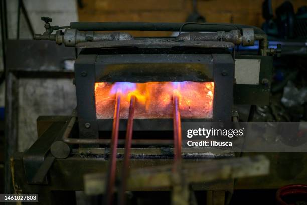 blacksmith artist smithy studio laboratory - iron forge stock pictures, royalty-free photos & images