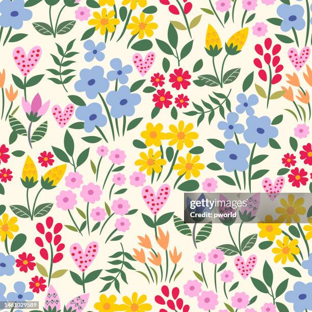 ilustrações de stock, clip art, desenhos animados e ícones de floral seamless pattern . - flor