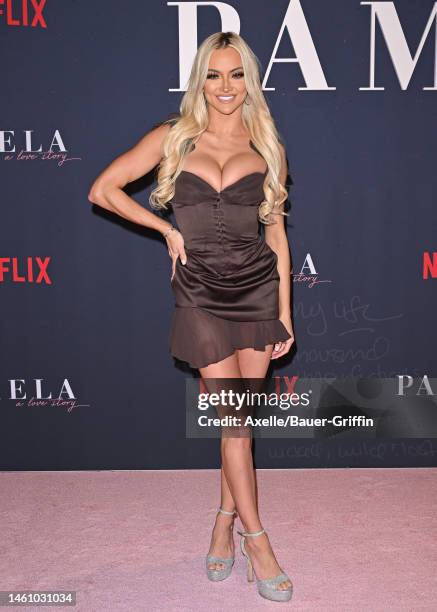 Lindsey Pelas attends the Premiere of Netflix's "Pamela, a love story" at TUDUM Theater on January 30, 2023 in Hollywood, California.