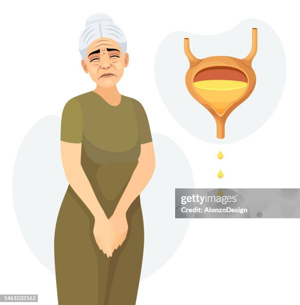 women's hygiene. senior woman. urinary incontinence. bladder with urine. menopause abstract concept. - cervical cancer cells stock illustrations
