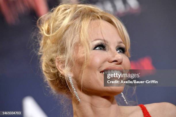 Pamela Anderson attends the Premiere of Netflix's "Pamela, a love story" at TUDUM Theater on January 30, 2023 in Hollywood, California.