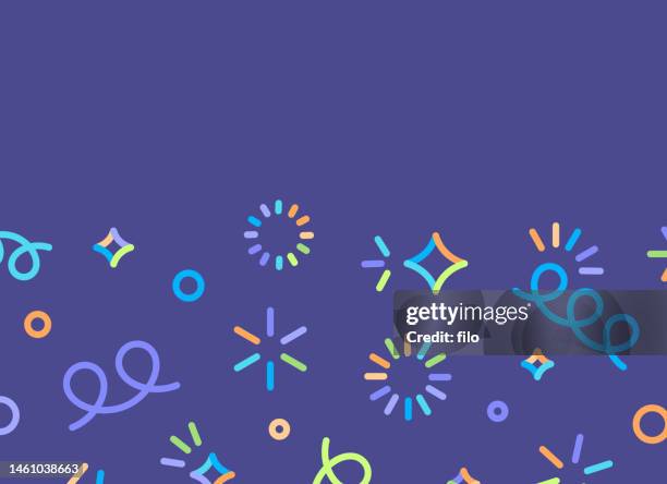 ilustraciones, imágenes clip art, dibujos animados e iconos de stock de fiesta celebración confeti formas abstractas fondo - celebración ocasión especial